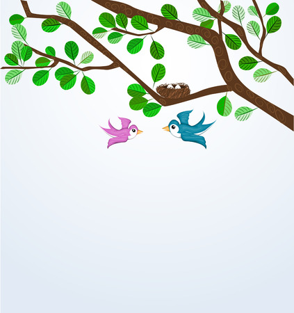 Birds familyのイラスト素材