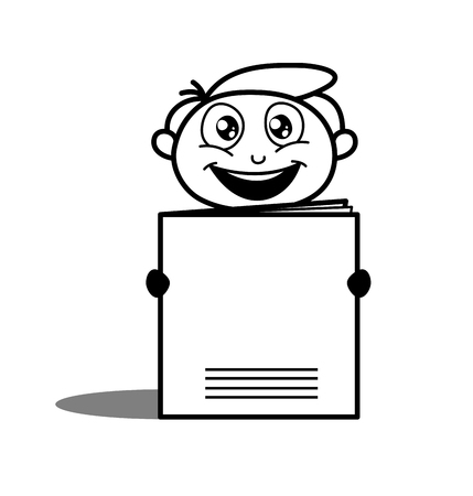 Happy Employee Holding a File Bookのイラスト素材