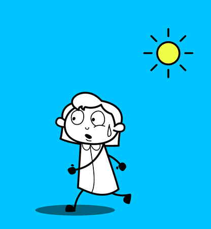 Cartoon Girl Running in Summerのイラスト素材