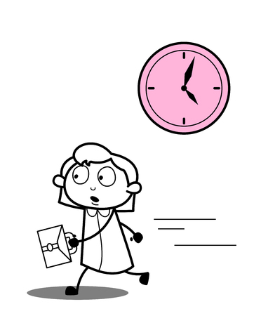 Punctual Employee Getting Late for Officeのイラスト素材