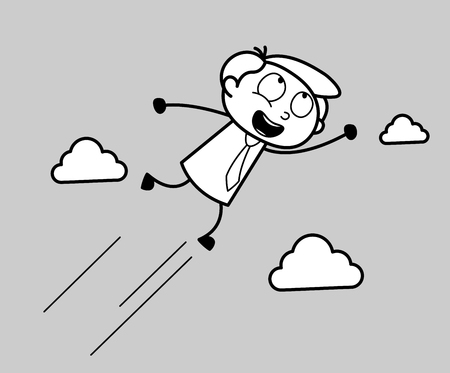 Cartoon Boy Flying Vector Illustrationのイラスト素材