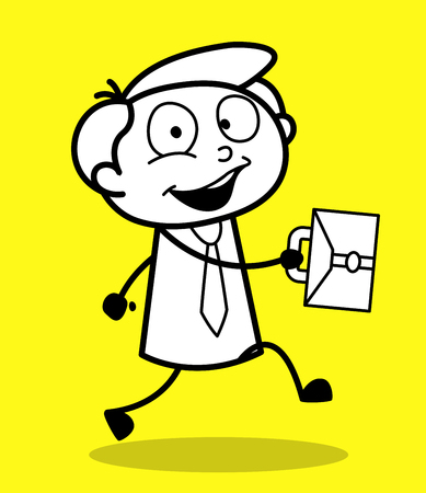 Happy Employee Going to Officeのイラスト素材