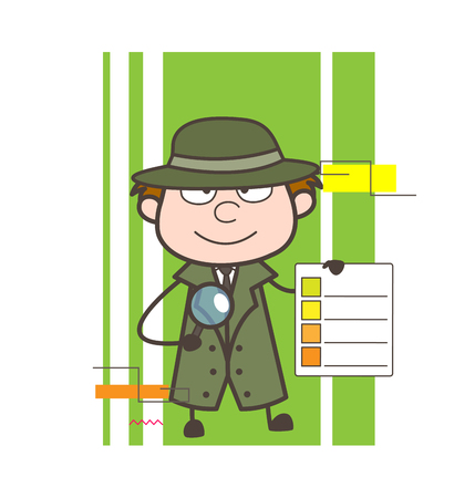 Cartoon Detective Showing Checklist Vector Illustrationのイラスト素材