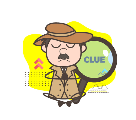Cartoon Detective Doing Meditation Vector Illustrationのイラスト素材