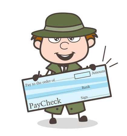 Cartoon Detective Showing a Cheque Vector Illustrationのイラスト素材