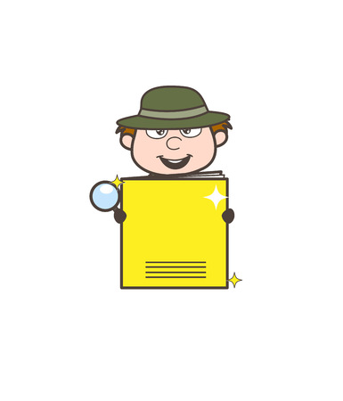 Cartoon Investigator Presenting a Notebook Vector Illustrationのイラスト素材