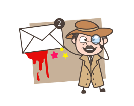 Cartoon Detective Showing Message Vector Illustrationのイラスト素材