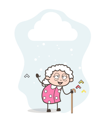 Cartoon Granny in Winter Season Vector Illustrationのイラスト素材