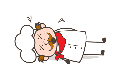 Cartoon Old Chef Dead Body Vector Illustrationのイラスト素材