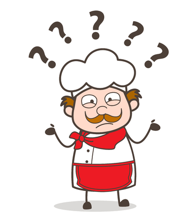 Cartoon Old Chef Loking Very Confused Vector Conceptのイラスト素材