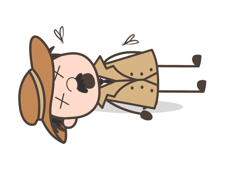Cartoon Grandpa Trying to Pull Vector Illustrationのイラスト素材