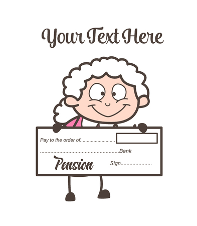 Cartoon Granny Showing a Pension Cheque Vector Illustrationのイラスト素材