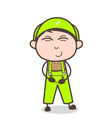Cartoon Boy Curious Smile Face Vector Illustrationのイラスト素材