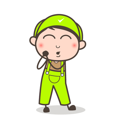 Cartoon Young Boy Feeling Very Lovely Vector Illustrationのイラスト素材