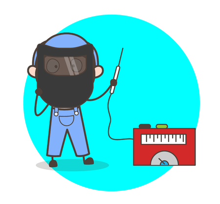 Cartoon Welder with Welding Equipments Vectorのイラスト素材
