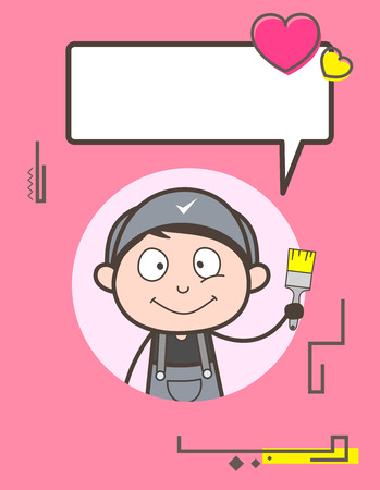 Cartoon Painter Worker Holding a Painting Brush Vectorのイラスト素材