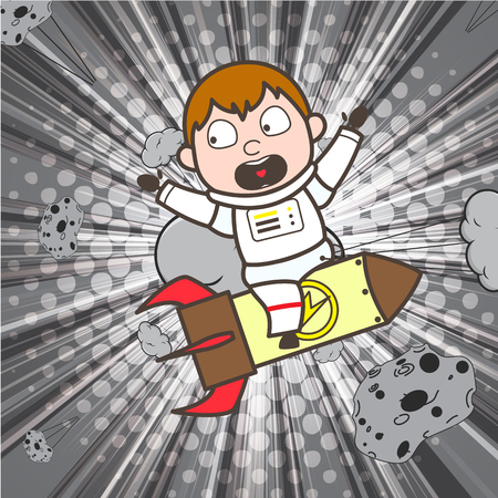 Cartoon Cosmonaut Screaming Face Burst Background Vectorのイラスト素材