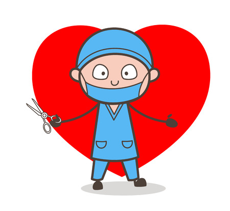 Cartoon Heart Surgeon Characterのイラスト素材
