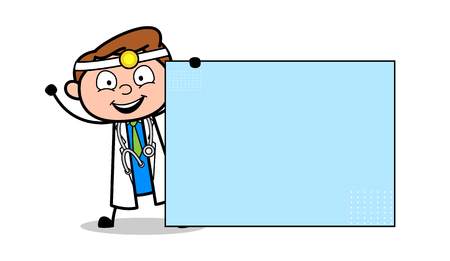 Cartoon Doctor with Blank Boardのイラスト素材