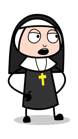 Conversation - Cartoon Nun Lady Vector Illustrationï»¿のイラスト素材