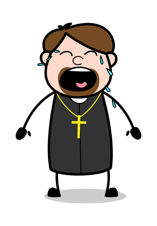 Cry Out Loud - Cartoon Priest Religious Vector Illustrationのイラスト素材