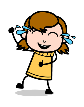 Tears of Joy - Retro Cartoon Girl Teen Vector Illustrationのイラスト素材