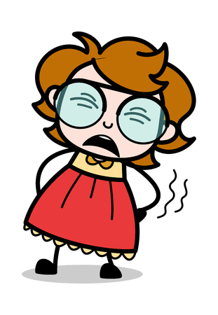 Backache - Teenager Cartoon Intelligent Girl Vector Illustrationのイラスト素材