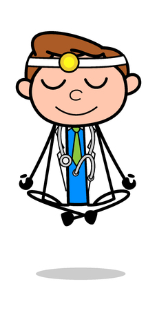 Doing Meditation - Professional Cartoon Doctor Vector Illustrationのイラスト素材