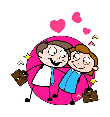 Lovely Couple - Office Businessman Employee Cartoon Vector Illustrationのイラスト素材