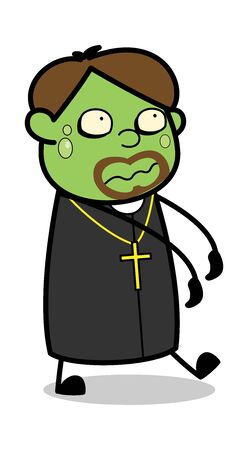 Zombie - Cartoon Priest Monk Vector Illustrationのイラスト素材