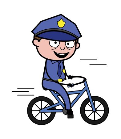 Cycling - Retro Cop Policeman Vector Illustrationのイラスト素材