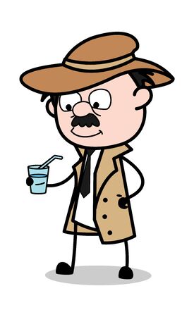 Thirsty - Retro Cartoon Police Agent Detective Vector Illustrationのイラスト素材
