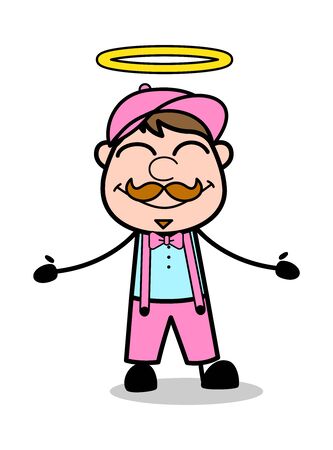 Feeling Happy - Retro Delivery Man Vendor Vector Illustrationのイラスト素材