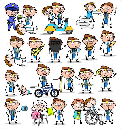 Various Comic Doctor - Set of Concepts Vector illustrationsのイラスト素材