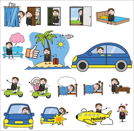 Various Comic Priest Monk Character - Set of Concepts Vector illustrationsのイラスト素材