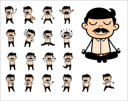 Comic Indian Man Poses - Collection of Concepts Vector illustrationsのイラスト素材