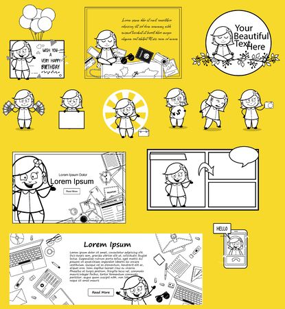 Art of Comic Housewife - Set of Concepts Vector illustrationsのイラスト素材