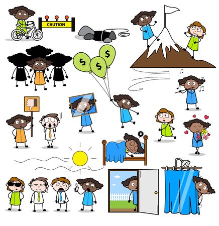 Office Lady Employee - Set of Concepts Vector illustrationsのイラスト素材