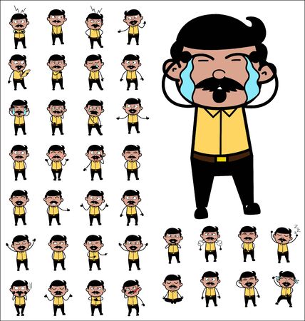 Indian Man Poses Collection - Set of Concepts Vector illustrationsのイラスト素材