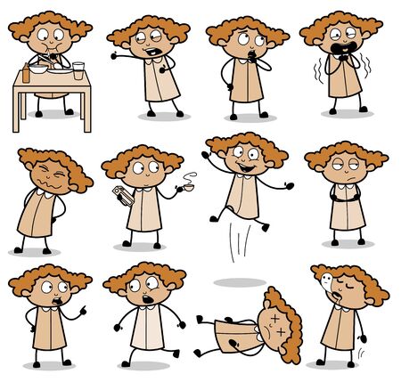 Concepts of Office Lady Poses - Set of Comic Concepts Vector illustrationsのイラスト素材