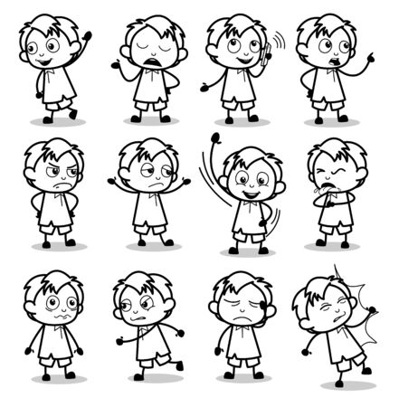 Drawing Art of Office Guy Poses - Set of Concepts Vector illustrationsのイラスト素材