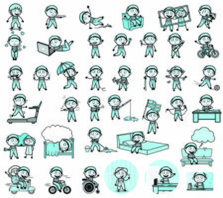 Collection of Vintage Repairman Character - Various Concepts Vector illustrationsのイラスト素材