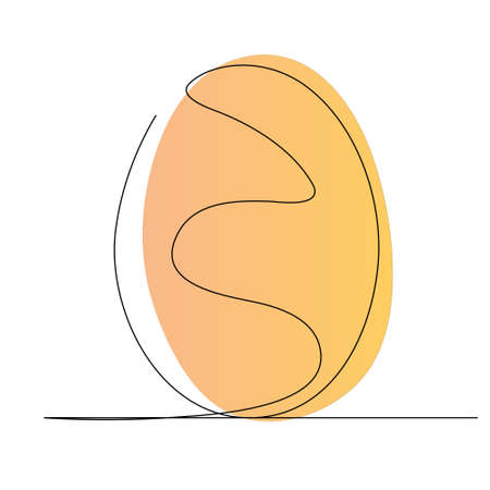 Egg line art, Continuous one line drawing of single egg shape, Black and white graphicsのイラスト素材