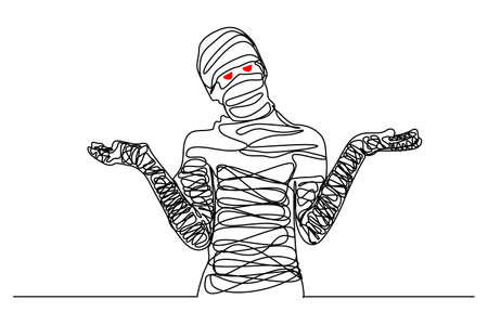continuous line Scary mummy on Halloween
のイラスト素材
