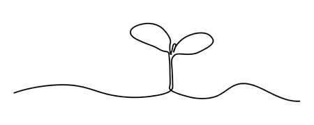 continuous line sapling growing in the gardenのイラスト素材
