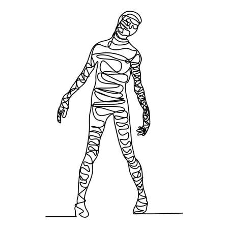 continuous line Scary mummy on Halloween&#xD;&#xA;のイラスト素材