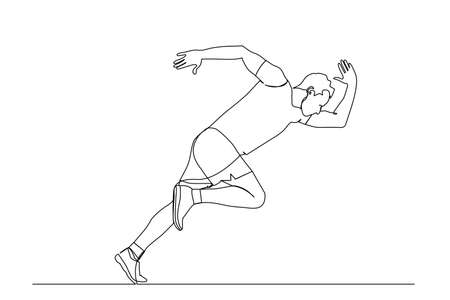 continuous line man runner jogger running