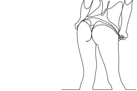 Continuous lines. Sexy ass. Soft butt. Turn around and donkey. Elastic hips. Tall girl. Long legs. Girl on heels. Sporty figure. Fitness model.&#xD;&#xA;のイラスト素材