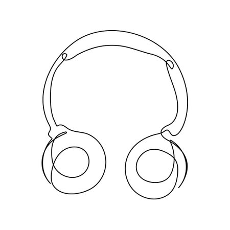 continuous line headphone speaker device&#xD;&#xA;のイラスト素材