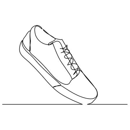 Continuous single line drawing of casual shoes.のイラスト素材
